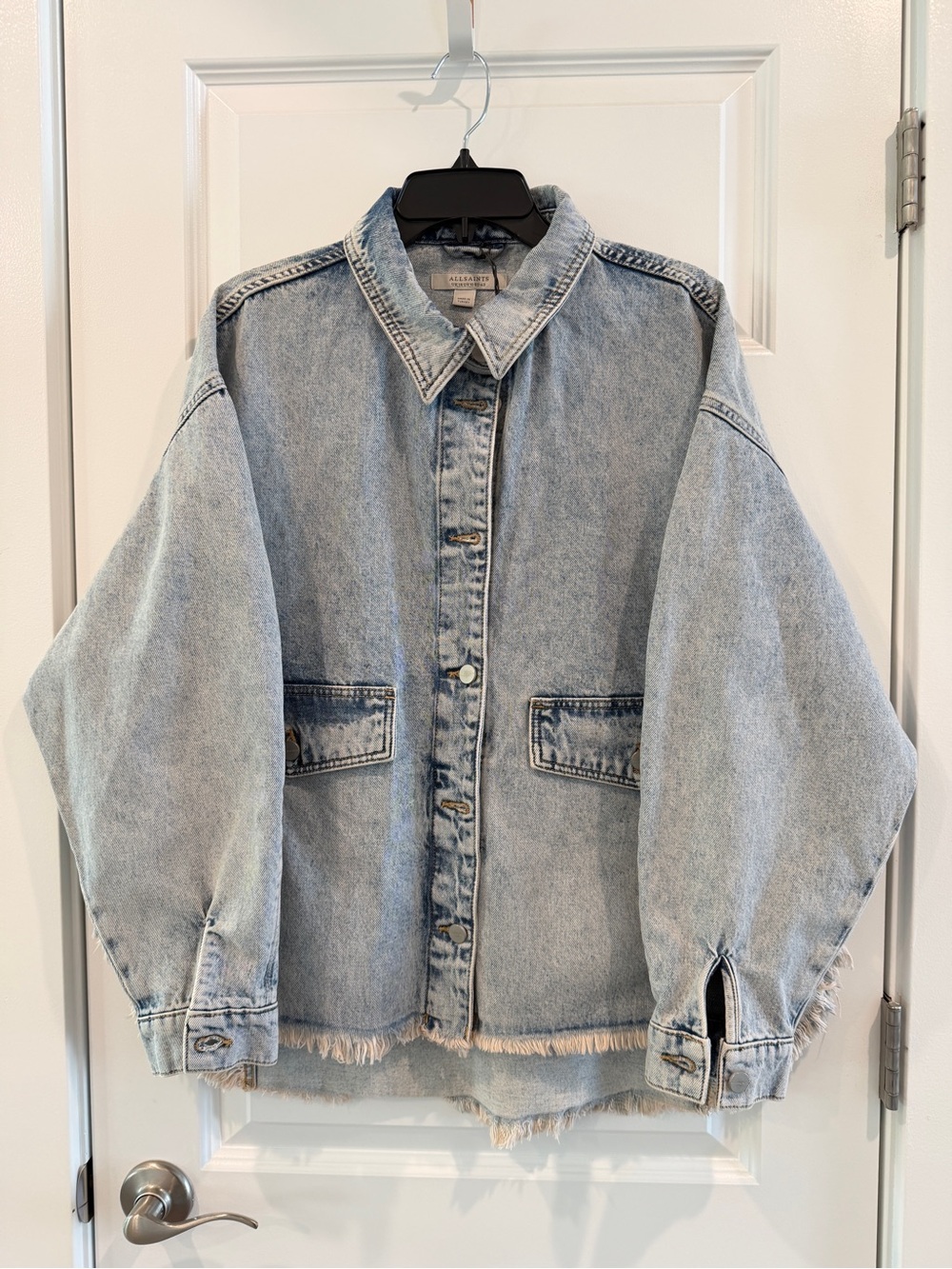 NWT All Saints Women’s Oversized Hettie Denim Shacket in Dusty Blue Sz US 10